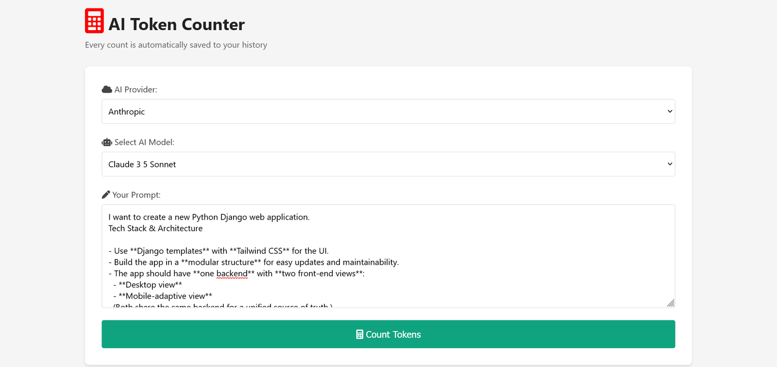Token Counter Pro - Main Counter Interface